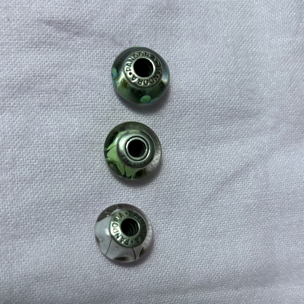 Pandora Green and Silver Charm Trio